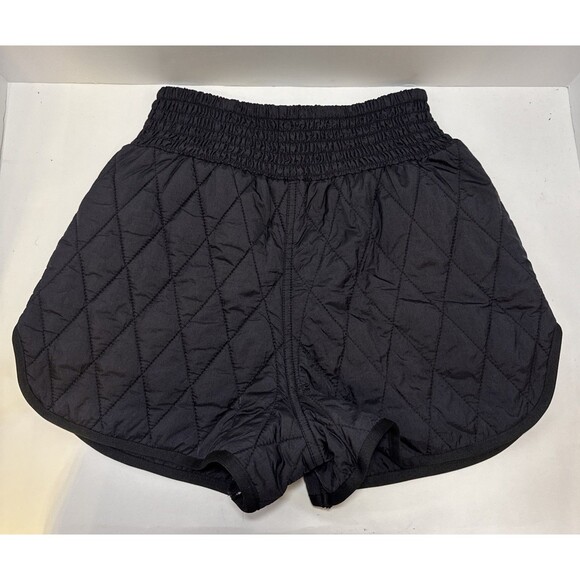 Free People Women FP MOVEMENT Discover Quilted Shorts Sz SMALL Solid Black Zips - Picture 5 of 7